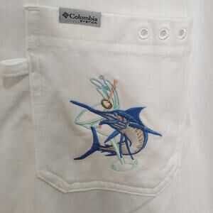Columbia PFG Mens XL T Shirt Marlin White Short Sleeve Fishing
